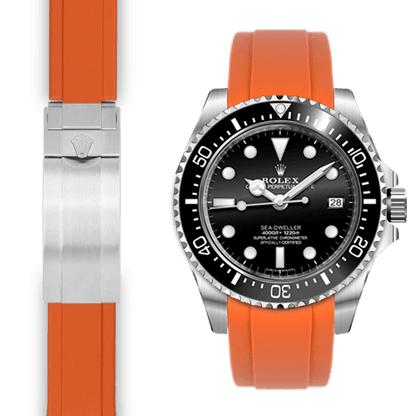 Curved End Rubber Strap for Rolex Sea-Dweller 4000 Deployant