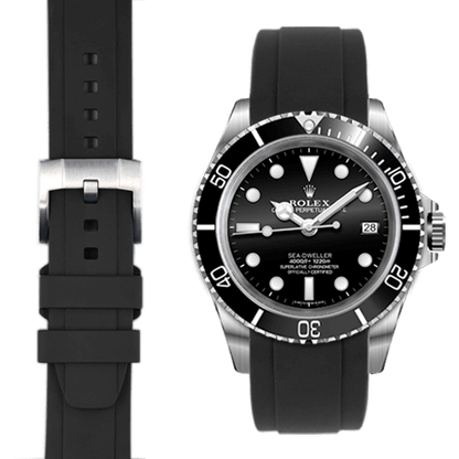 Curved End Rubber Strap for Rolex Sea-Dweller with Tang Buckle