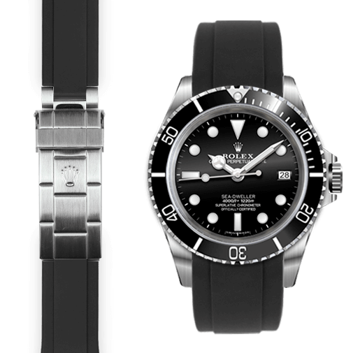 Curved End Rubber Strap for Rolex Sea-Dweller Deployant
