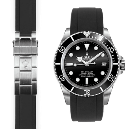 Curved End Rubber Strap for Rolex Sea-Dweller Deployant