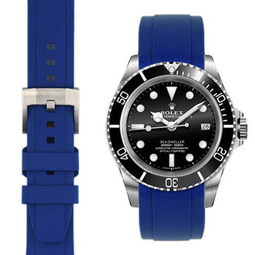 Curved End Rubber Strap for Rolex Sea-Dweller with Tang Buckle