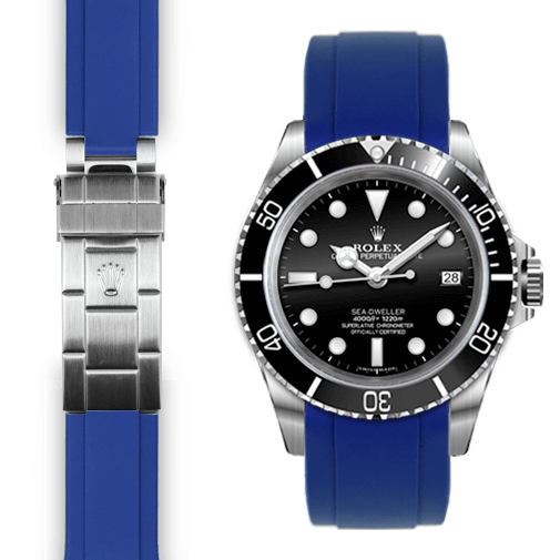 Curved End Rubber Strap for Rolex Sea-Dweller Deployant