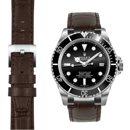 Steel End Link Leather Strap for Rolex Sea-Dweller with Tang Buckle