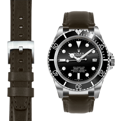 Steel End Link Leather Strap for Rolex Sea-Dweller with Tang Buckle