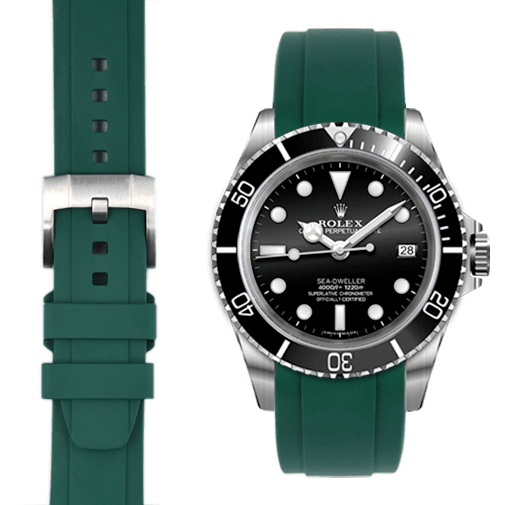 Curved End Rubber Strap for Rolex Sea-Dweller with Tang Buckle