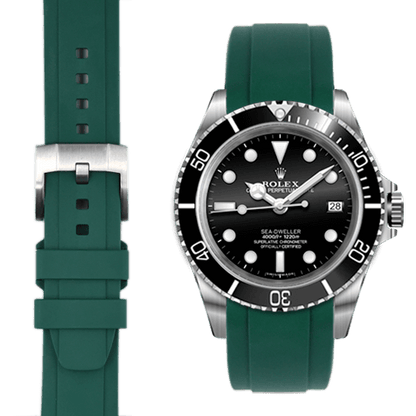 Curved End Rubber Strap for Rolex Sea-Dweller with Tang Buckle