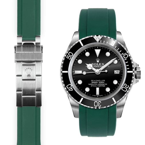 Curved End Rubber Strap for Rolex Sea-Dweller Deployant