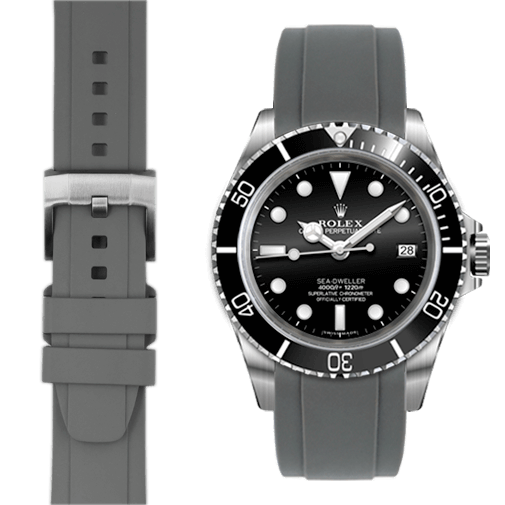 Curved End Rubber Strap for Rolex Sea-Dweller with Tang Buckle