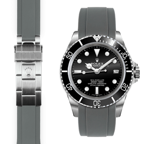 Curved End Rubber Strap for Rolex Sea-Dweller Deployant