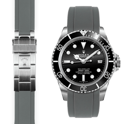 Curved End Rubber Strap for Rolex Sea-Dweller Deployant