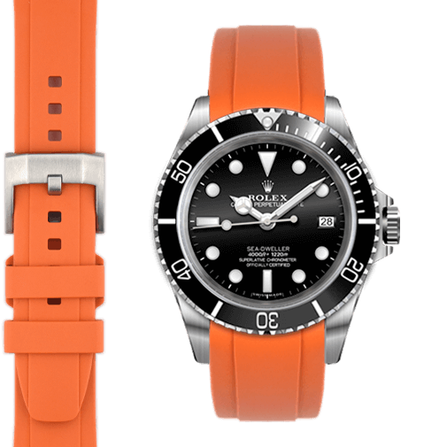 Curved End Rubber Strap for Rolex Sea-Dweller with Tang Buckle