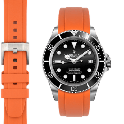 Curved End Rubber Strap for Rolex Sea-Dweller with Tang Buckle