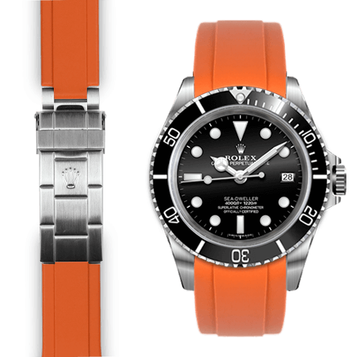 Curved End Rubber Strap for Rolex Sea-Dweller Deployant