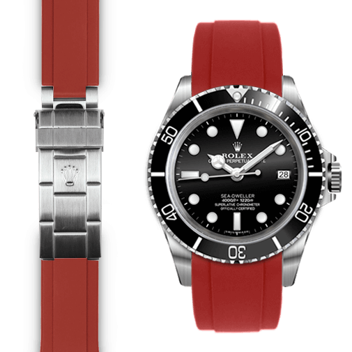Curved End Rubber Strap for Rolex Sea-Dweller Deployant