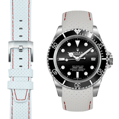 Curved End Racing Leather Strap for Rolex Sea-Dweller with Tang Buckle