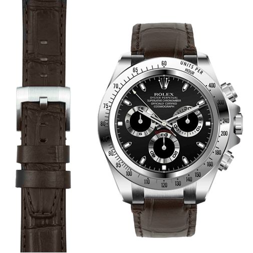 Steel End Link Leather Strap for Rolex Daytona with Tang Buckle