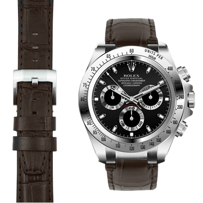 Steel End Link Leather Strap for Rolex Daytona with Tang Buckle