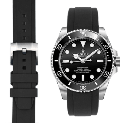 Curved End Rubber Strap with Tang Buckle for Rolex Sub Ceramic No-Date