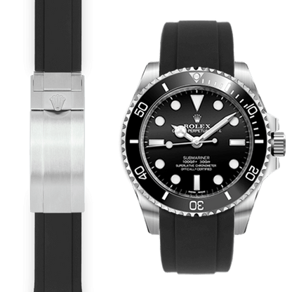 Curved End Rubber Strap for Rolex Sub Ceramic No-Date Deployant