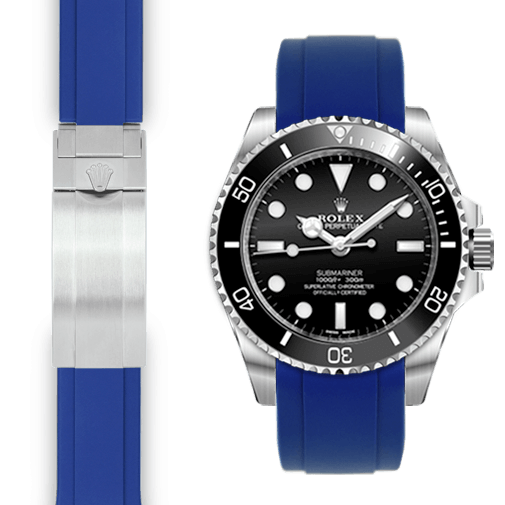 Curved End Rubber Strap for Rolex Sub Ceramic No-Date Deployant