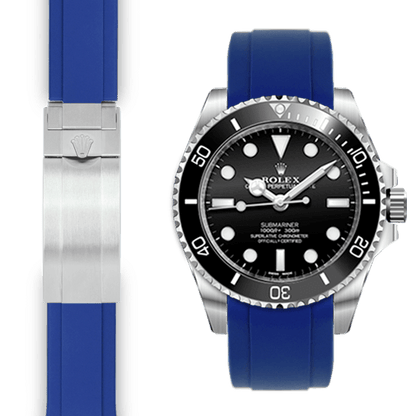 Curved End Rubber Strap for Rolex Sub Ceramic No-Date Deployant