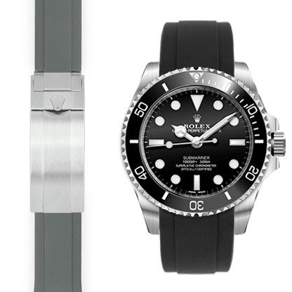 Curved End Rubber Strap for Rolex Sub Ceramic No-Date Deployant