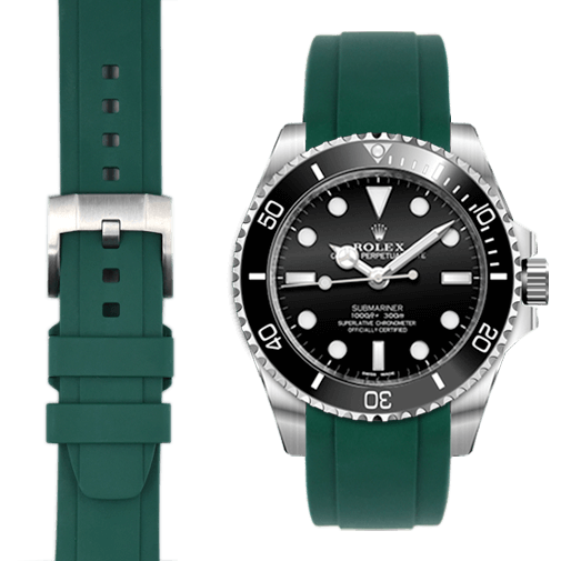 Curved End Rubber Strap with Tang Buckle for Rolex Sub Ceramic No-Date