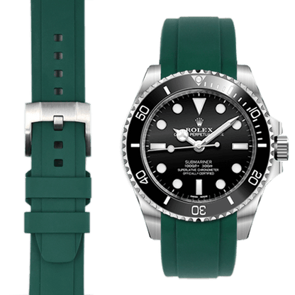 Curved End Rubber Strap with Tang Buckle for Rolex Sub Ceramic No-Date