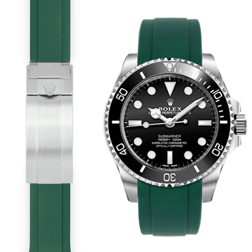 Curved End Rubber Strap for Rolex Sub Ceramic No-Date Deployant