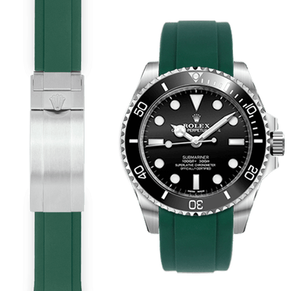 Curved End Rubber Strap for Rolex Sub Ceramic No-Date Deployant