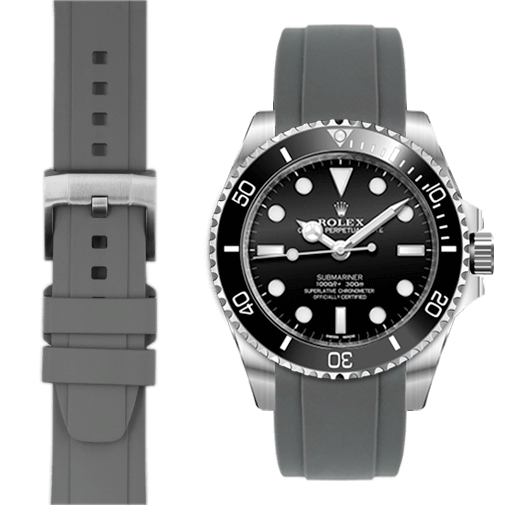 Curved End Rubber Strap with Tang Buckle for Rolex Sub Ceramic No-Date