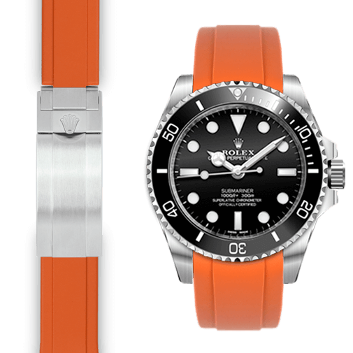 Curved End Rubber Strap for Rolex Sub Ceramic No-Date Deployant