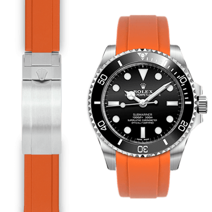 Curved End Rubber Strap for Rolex Sub Ceramic No-Date Deployant
