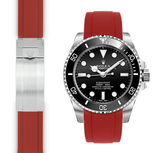Curved End Rubber Strap for Rolex Sub Ceramic No-Date Deployant