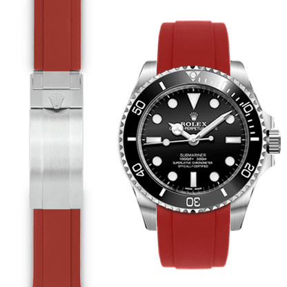 Curved End Rubber Strap for Rolex Sub Ceramic No-Date Deployant