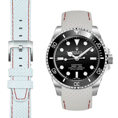 Curved End Racing Leather Strap with Tang Buckle for Rolex Sub Ceramic No-Date