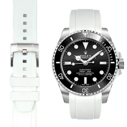 Curved End Rubber Strap with Tang Buckle for Rolex Sub Ceramic No-Date
