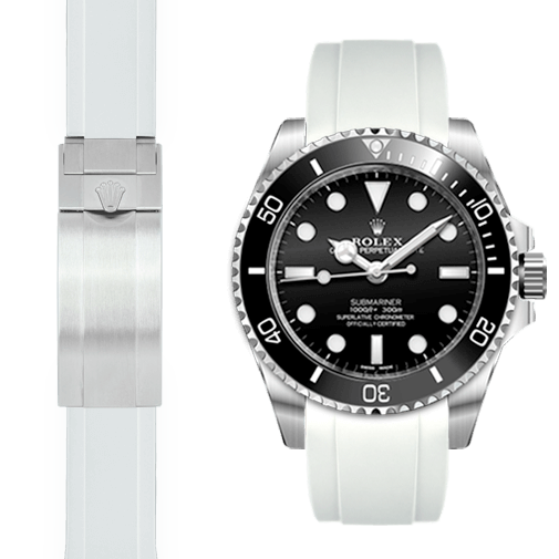 Curved End Rubber Strap for Rolex Sub Ceramic No-Date Deployant