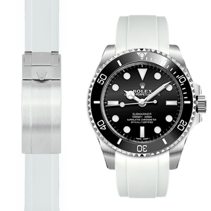 Curved End Rubber Strap for Rolex Sub Ceramic No-Date Deployant