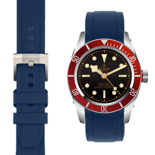 Curved End Rubber Strap for Tudor Heritage Black Bay with Tang Buckle