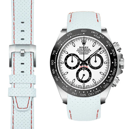 Curved End Racing Leather Strap for Rolex Ceramic Daytona with Tang Buckle