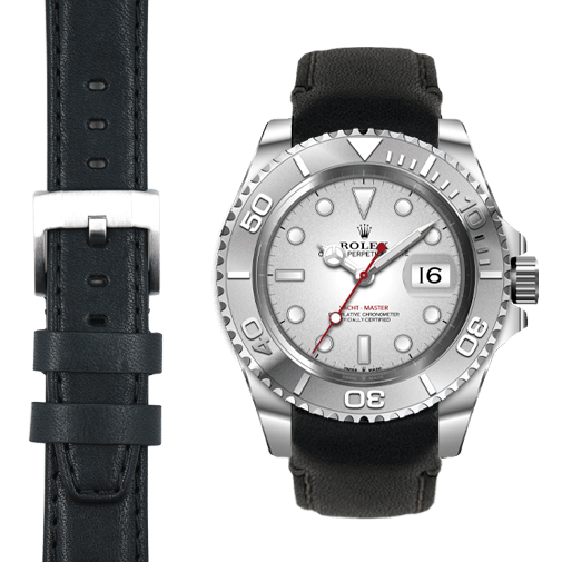 Curved End Leather Strap for Rolex Yacht-Master with Tang Buckle