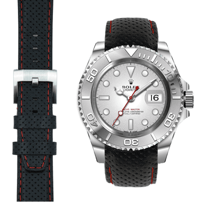 Curved End Racing Leather Strap for Rolex Yacht-Master with Tang Buckle