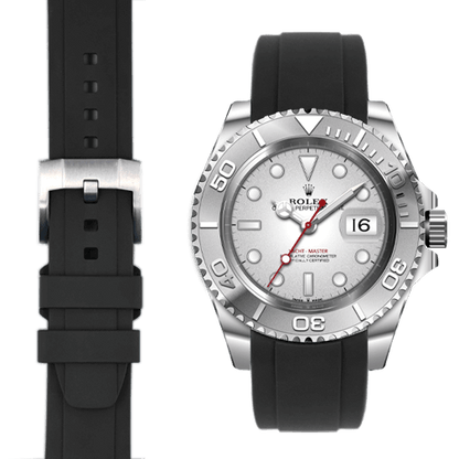 Curved End Rubber Strap for Rolex Yacht-Master with Tang Buckle