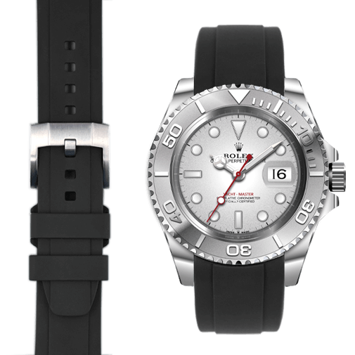 Curved End Rubber Strap for Rolex Yacht-Master with Tang Buckle