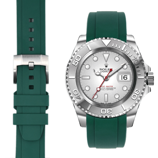 Curved End Rubber Strap for Rolex Yacht-Master with Tang Buckle