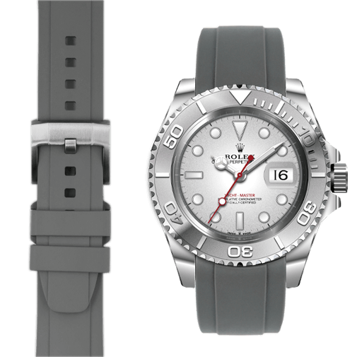 Curved End Rubber Strap for Rolex Yacht-Master with Tang Buckle