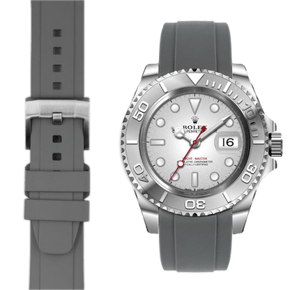 Curved End Rubber Strap for Rolex Yacht-Master with Tang Buckle