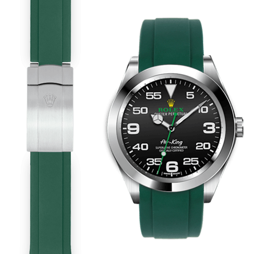 Curved End Rubber Strap for Rolex Air-King Deployant