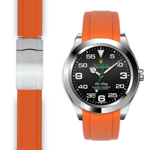 Curved End Rubber Strap for Rolex Air-King Deployant